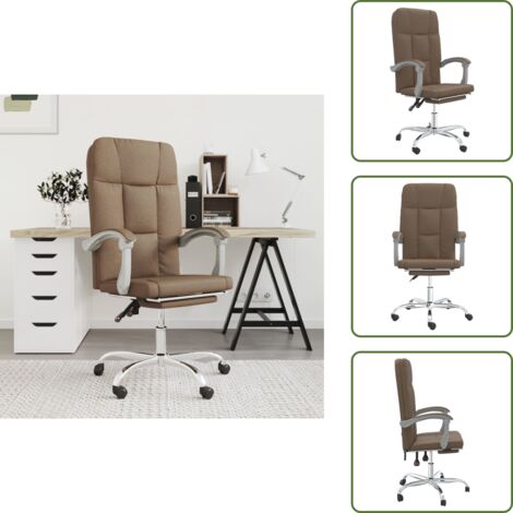 The Living Store Silla de oficina reclinable de tela marrón - Silla de oficina marrón