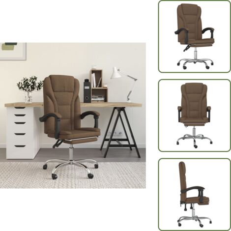 The Living Store Silla de oficina reclinable de tela marrón - Silla de oficina marrón
