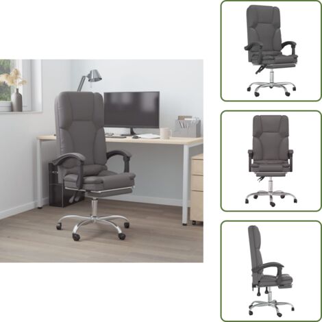 The Living Store Silla de oficina reclinable masaje cuero sintético gris - Masaje en silla