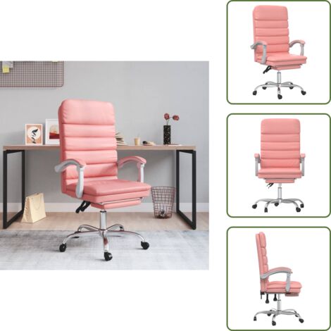 The Living Store Silla de oficina reclinable masaje cuero sintético rosa - Masaje en silla
