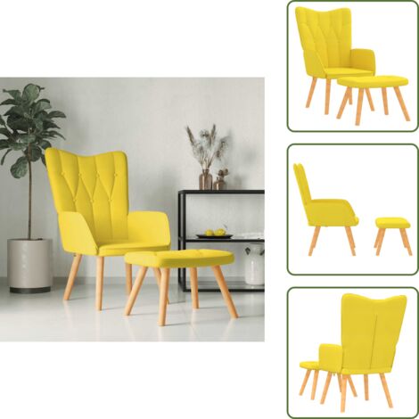 The Living Store Silla de relajación taburete tela amarillo - Taburete