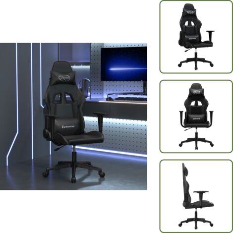 The Living Store Silla gaming con masaje cuero sintético negro - Masaje