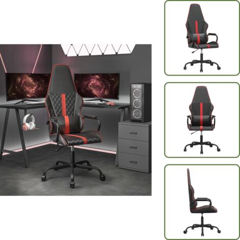 The Living Store Silla gaming con masaje cuero sintético rojo y negro - Masaje