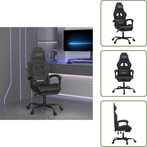 The Living Store Silla gaming con reposapiés cuero sintético negro - Silla de juego