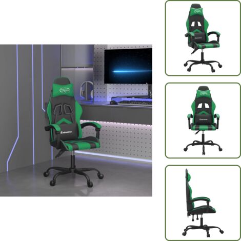 The Living Store Silla gaming cuero sintético negro y verde - Silla de oficina