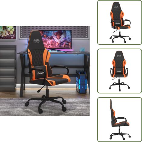 The Living Store Silla gaming de masaje cuero sintético negro y naranja - Masaje