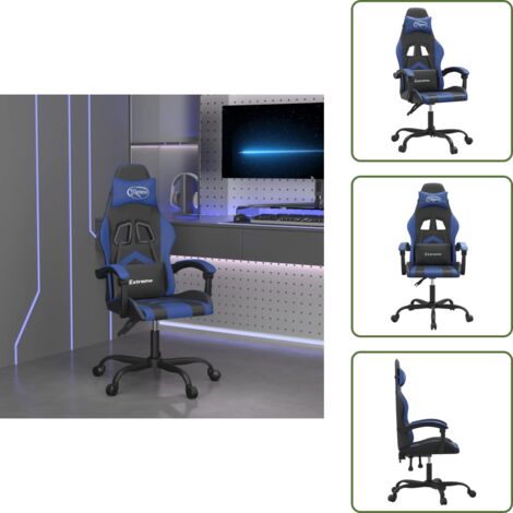 The Living Store Silla gaming giratoria cuero sintético negro y azul - Silla de juego