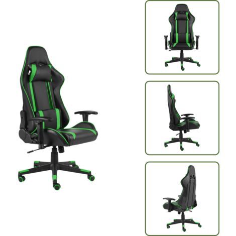The Living Store Silla gaming giratoria PVC verde - Silla giratoria