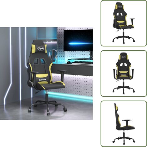 The Living Store Silla gaming tela verde claro y negro - Silla de juego