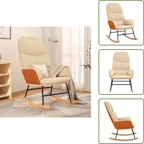 The Living Store Silla mecedora de tela blanco crema - Mecedora de tela