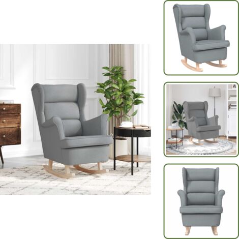 The Living Store Silla mecedora de tela gris claro 74x90x102 cm - Silla de tela