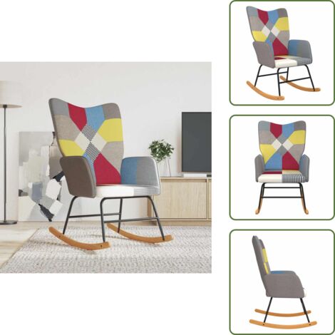 The Living Store Silla mecedora de tela Patchwork - Silla de salón
