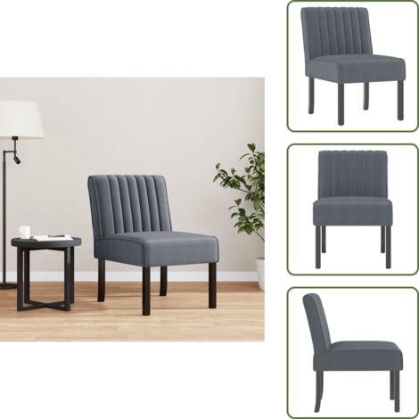 The Living Store Silla tapizada de terciopelo gris oscuro - Silla de terciopelo