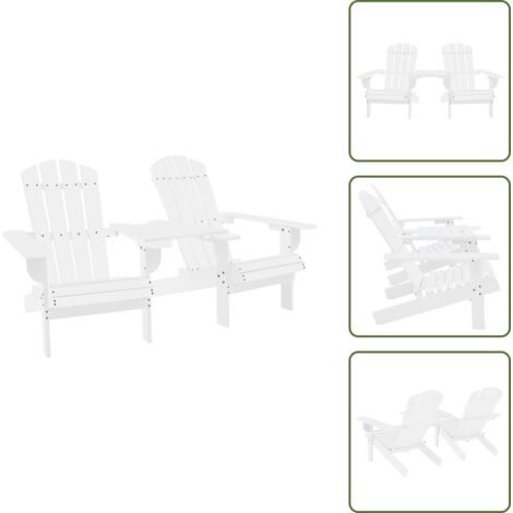 The Living Store Sillas Adirondack de jardín y mesita madera maciza abeto blanco - Silla Adirondack