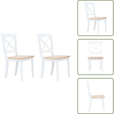 The Living Store Sillas comedor 2 uds madera maciza caucho blanco y madera claro - Sillas de madera