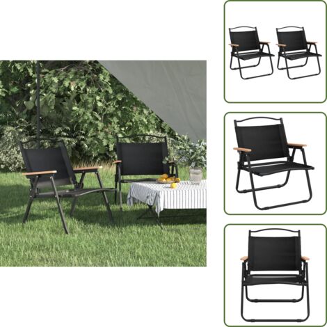 The Living Store Sillas de camping 2 uds tela Oxford negro 54x43x59 cm - Sillas de picnic