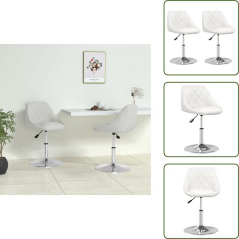 The Living Store Sillas de comedor 2 unidades cuero sintético blanco - Sillas de comedor ajustables