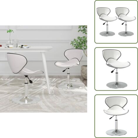 The Living Store Sillas de comedor 2 unidades cuero sintético blanco - Sillas giratorias