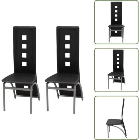 The Living Store Sillas de comedor 2 unidades cuero sintético negro - Sillas ergonómicas