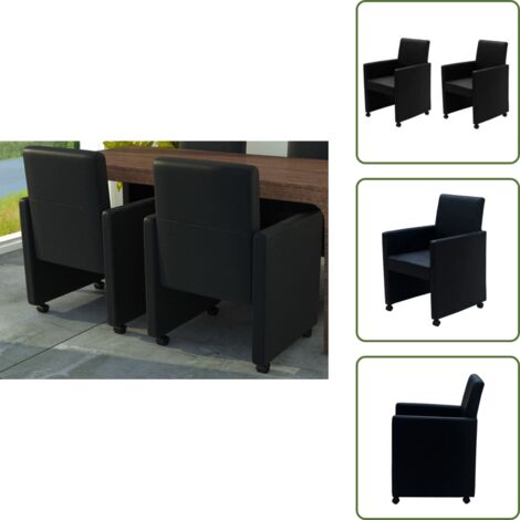 The Living Store Sillas de comedor 2 unidades cuero sintético negro - Sillas ergonómicas