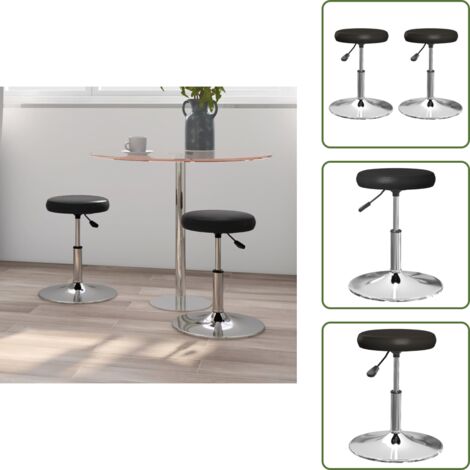 The Living Store Sillas de comedor 2 unidades cuero sintético negro - Sillas giratorias