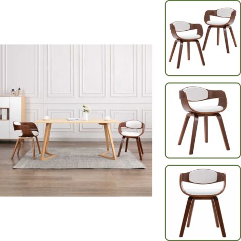 The Living Store Sillas de comedor 2 unidades madera curvada y cuero sintético - Sillas de comedor de madera