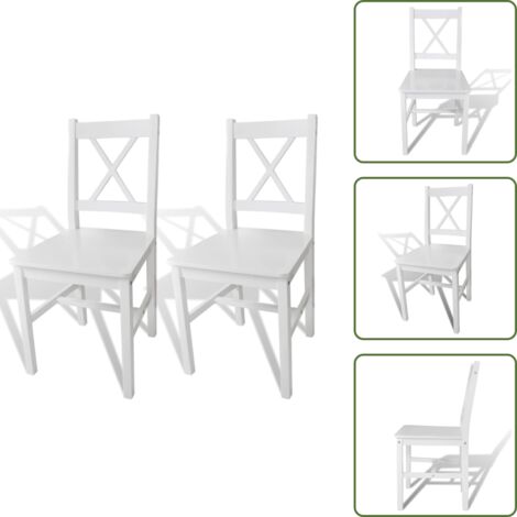 The Living Store Sillas de comedor 2 unidades madera de pino blanco - Sillas de madera