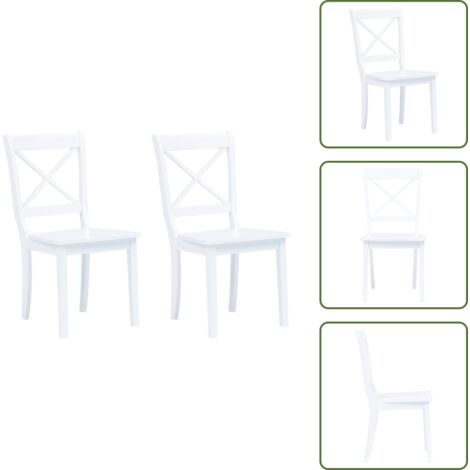 The Living Store Sillas de comedor 2 unidades madera maciza de caucho blanco - Sillas de madera
