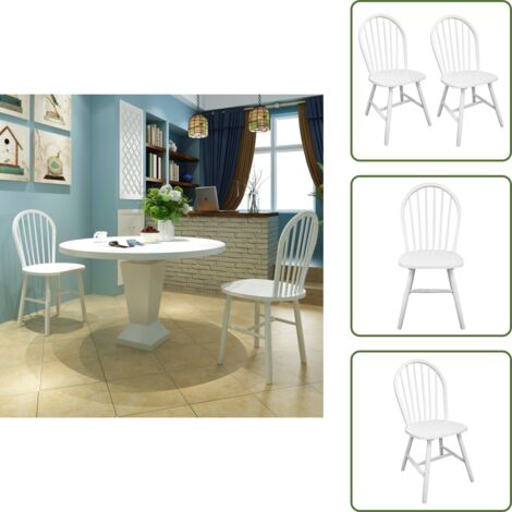The Living Store Sillas de comedor 2 unidades madera maciza de caucho blanco - Sillas de madera