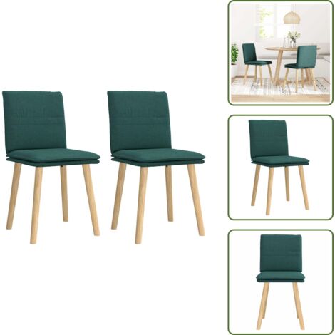 The Living Store Sillas de comedor 2 unidades tela verde oscuro - Sillas de comedor ergonómicas