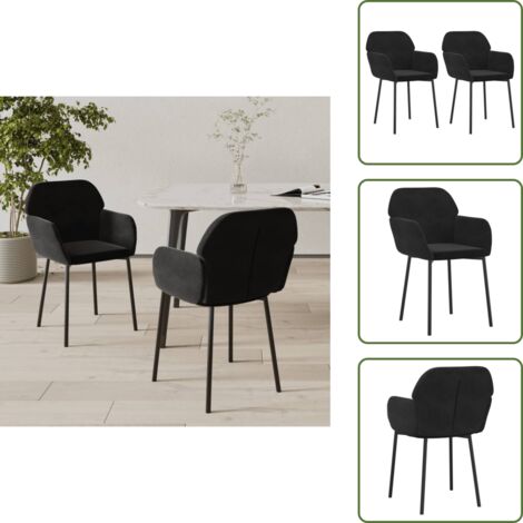 The Living Store Sillas de comedor 2 unidades terciopelo negro - Sillas de comedor terciopelo