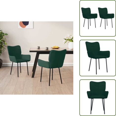The Living Store Sillas de comedor 2 unidades terciopelo verde oscuro - Sillas de comedor terciopelo