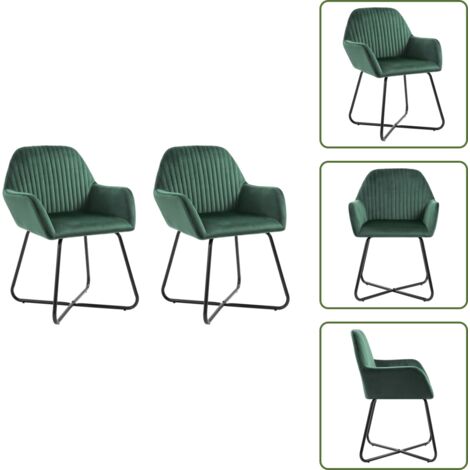 The Living Store Sillas de comedor 2 unidades terciopelo verde - Sillas de comedor verde