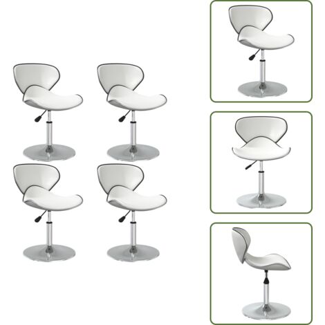 The Living Store Sillas de comedor 4 unidades cuero sintético blanco - Sillas giratorias