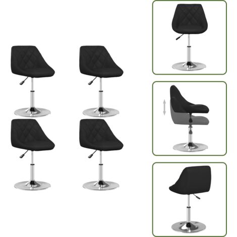 The Living Store Sillas de comedor 4 unidades cuero sintético negro - Sillas de comedor ajustables