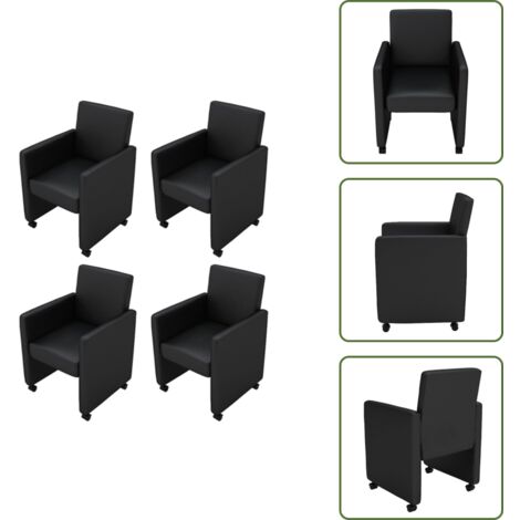 The Living Store Sillas de comedor 4 unidades cuero sintético negro - Sillas ergonómicas