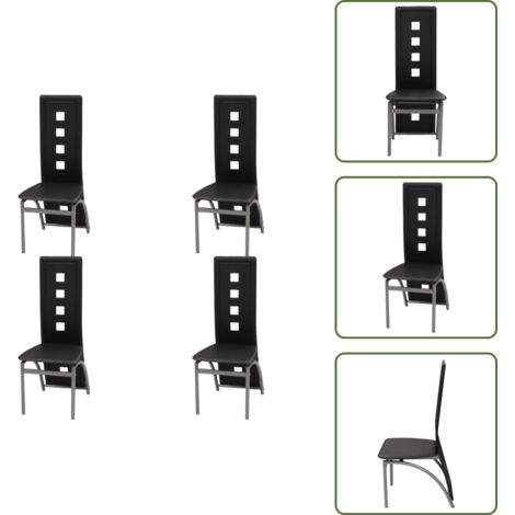 The Living Store Sillas de comedor 4 unidades cuero sintético negro - Sillas ergonómicas