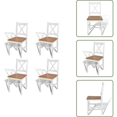 The Living Store Sillas de comedor 4 unidades madera de pino blanco - Sillas de madera