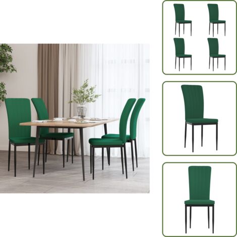 The Living Store Sillas de comedor 4 unidades terciopelo verde oscuro - Sillas de comedor terciopelo