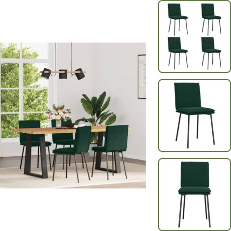The Living Store Sillas de comedor 4 unidades terciopelo verde oscuro - Sillas de comedor verde oscuro