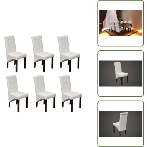 The Living Store Sillas de comedor 6 uds cuero sintético blanco - Sillas de comedor cuero sintético