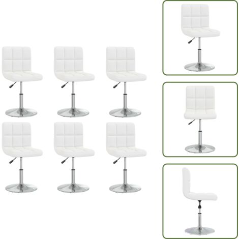 The Living Store Sillas de comedor 6 unidades cuero sintético blanco - Sillas giratorias