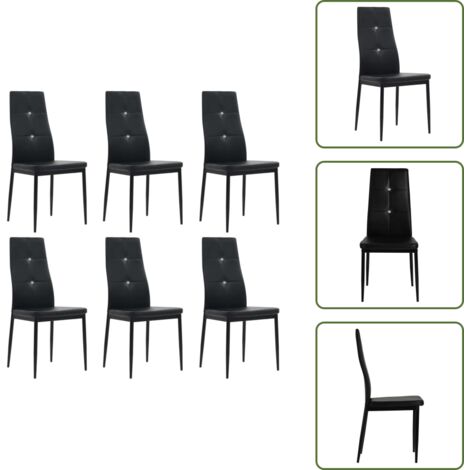 The Living Store Sillas de comedor 6 unidades cuero sintético negro - Sillas de comedor ergonómicas