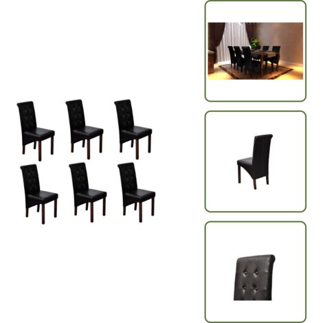 The Living Store Sillas de comedor 6 unidades cuero sintético negro - Sillas de comedor ergonómicas