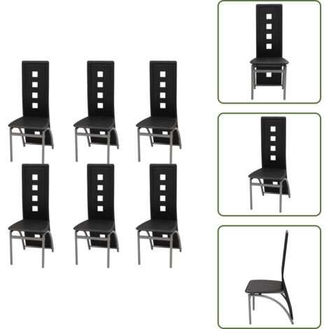 The Living Store Sillas de comedor 6 unidades cuero sintético negro - Sillas ergonómicas