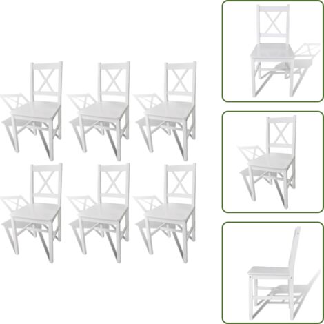 The Living Store Sillas de comedor 6 unidades madera de pino blanco - Sillas de madera