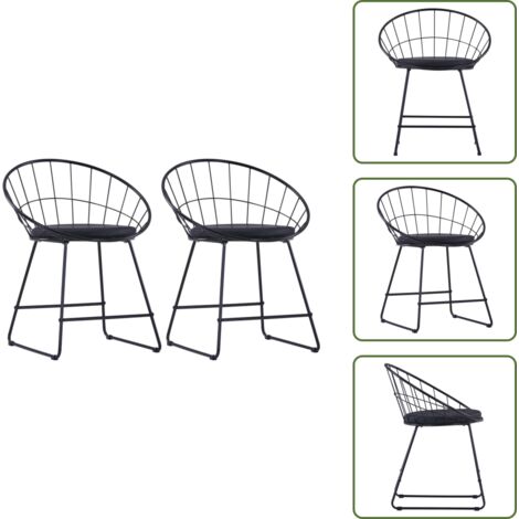 The Living Store Sillas de comedor asientos de cuero sintético 2 uds acero negro - Sillas de comedor de acero