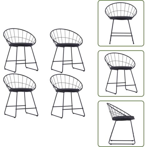 The Living Store Sillas de comedor asientos de cuero sintético 4 uds acero negro - Sillas de comedor sintéticas