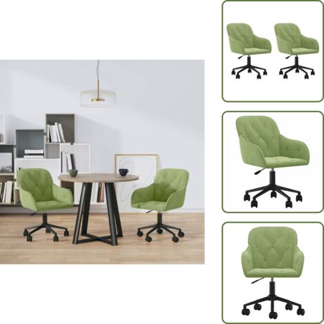 The Living Store Sillas de comedor giratorias 2 unidades terciopelo verde claro - Sillas de comedor terciopelo