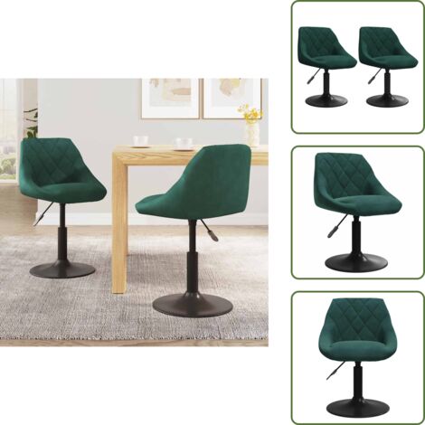The Living Store Sillas de comedor giratorias 2 unidades terciopelo verde oscuro - Sillas de comedor